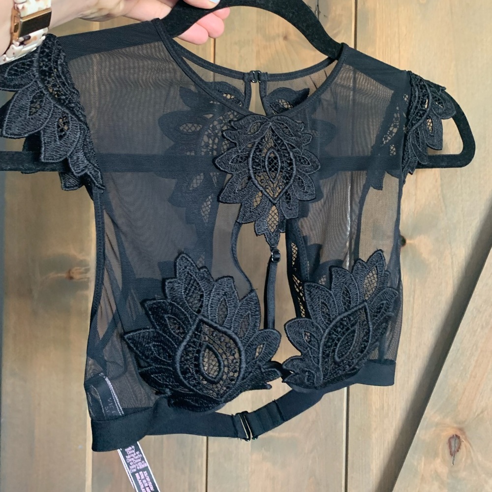 Victoria’s Secret black lace capped lingerie top